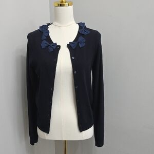 J. Crew Vintage Navy Blue Cardigan with Bow Details
